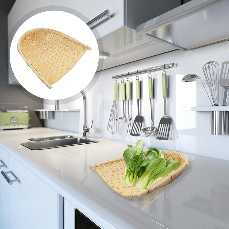 PRETYZOOM Bamboo Bread Basket Handmade Woven Winnowing Pan 9 x 9 Inch Home Drain Basket for Drying and Organizing Food - Image 5